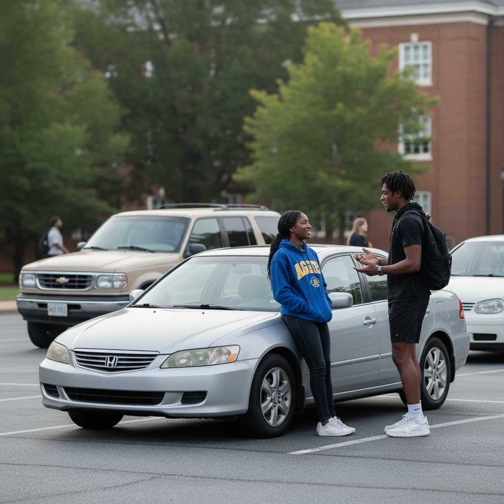 A college student picking out their first car